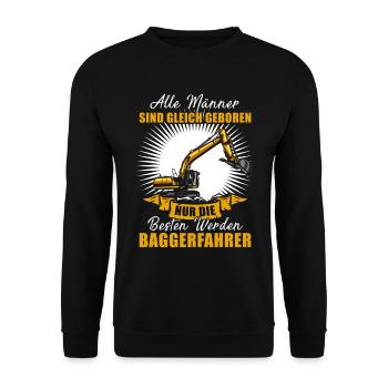 Nur Die Besten Werden Baggerfahrer - Unisex Pullover - Schwarz - Vorne - Alina (178cm) & Michal (187cm)