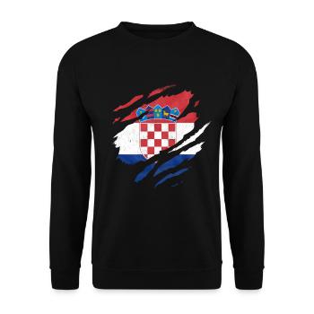 KROATISCHE FLAGGE HRVATSKA BALKAN HRVATI KROATIEN - Unisex Pullover - Schwarz - Vorne - Alina (178cm) & Michal (187cm)