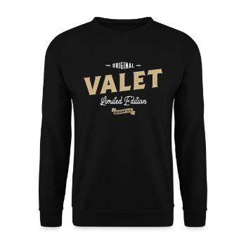 Valet Funny Job Title Profession Birthday Worker - Unisex Sweatshirt - black - Front - Alina (178cm) & Michal (187cm)