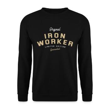 Iron Worker Funny Job Title Profession Birthday - Unisex Sweatshirt - black - Front - Alina (178cm) & Michal (187cm)