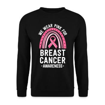 Wir tragen rosa Brustkrebs Awareness Matching - Unisex Pullover - Schwarz - Vorne - Alina (178cm) & Michal (187cm)