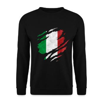 ITALIA DRAPEAU DÉCHIRÉ OUVERT ITALIANA FAN ITALIE - Sweat-shirt Unisexe - noir - Devant - Alina (178cm) & Michal (187cm)
