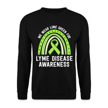 Wir tragen Lime Green Lyme Disease Awareness Tick - Unisex Pullover - Schwarz - Vorne - Alina (178cm) & Michal (187cm)