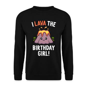 Famille Volcan Fête d’anniversaire Lava Fille d’anniversaire - Sweat-shirt Unisexe - noir - Devant - Alina (178cm) & Michal (187cm)