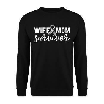 Frau Mama Überlebende Seltene Krankheit Bewusstsein Zebra - Unisex Pullover - Schwarz - Vorne - Alina (178cm) & Michal (187cm)