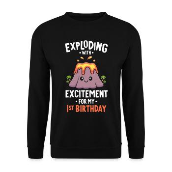 Vulkan Geburtstagsfeier Erster Geburtstag 1 Jahre alt - Unisex Pullover - Schwarz - Vorne - Alina (178cm) & Michal (187cm)