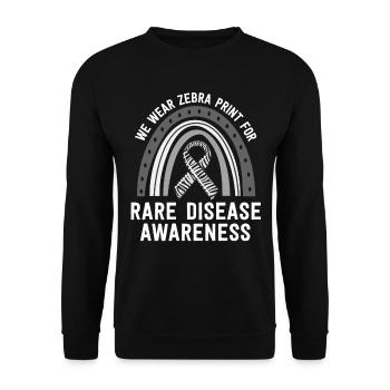 Wir tragen Zebra Print Rare Disease Awareness EDS - Unisex Pullover - Schwarz - Vorne - Alina (178cm) & Michal (187cm)