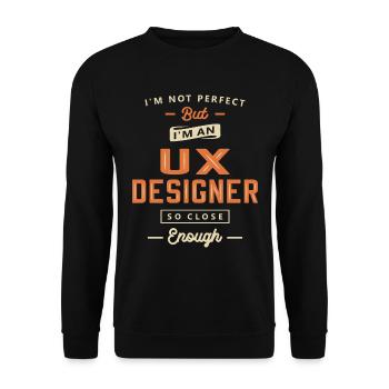 UX Designer Lustige Berufsbezeichnung Beruf - Unisex Pullover - Schwarz - Vorne - Alina (178cm) & Michal (187cm)