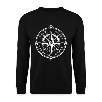 Papa Captain Father's Day Captain Anchor Compass Sailor - Unisex Sweatshirt - black - Front - Alina (178cm) & Michal (187cm)