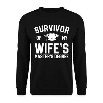 Survivor Of My Wifes Masters Degree Graduation - Unisex Sweatshirt - black - Front - Alina (178cm) & Michal (187cm)