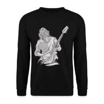 Rock Gitarre Guitar Gitarrist Rocker Geschenk - Unisex Pullover - Schwarz - Vorne - Alina (178cm) & Michal (187cm)