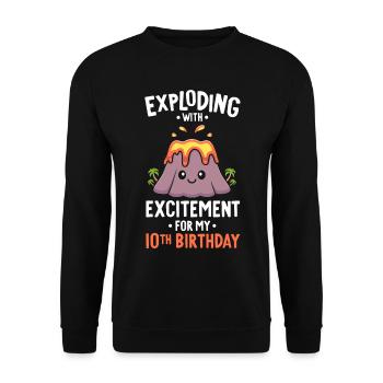 Vulkan Geburtstagsfeier 10. Geburtstag 10 Jahre alt - Unisex Pullover - Schwarz - Vorne - Alina (178cm) & Michal (187cm)