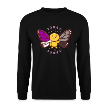 Asexual Flag Ace Monarch Butterfly Insect Subtle - Unisex Sweatshirt - black - Front - Alina (178cm) & Michal (187cm)