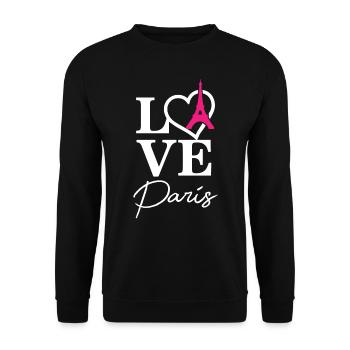 Love Paris Tour Eiffel Français France - Sweat-shirt Unisexe - noir - Devant - Alina (178cm) & Michal (187cm)
