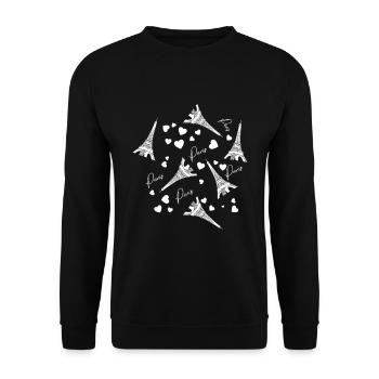 Tour Eiffel Paris France Bonjour - Sweat-shirt Unisexe - noir - Devant - Alina (178cm) & Michal (187cm)