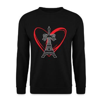 Eiffelturm Herz Franzosen Paris Frankreich - Unisex Pullover - Schwarz - Vorne - Alina (178cm) & Michal (187cm)
