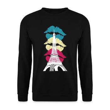 Eiffel Tower Kiss Paris France French - Unisex Sweatshirt - black - Front - Alina (178cm) & Michal (187cm)