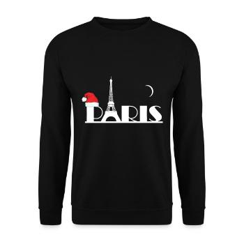 Paris Eiffelturm Frankreich bei Mond - Unisex Pullover - Schwarz - Vorne - Alina (178cm) & Michal (187cm)