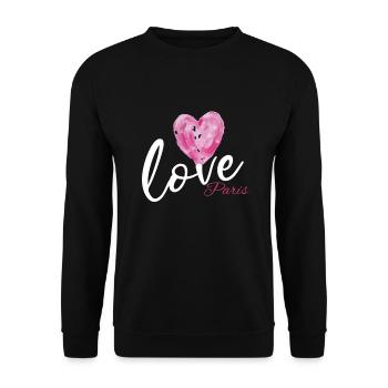 Herz für Paris in Frankreich und Franzosen - Unisex Pullover - Schwarz - Vorne - Alina (178cm) & Michal (187cm)