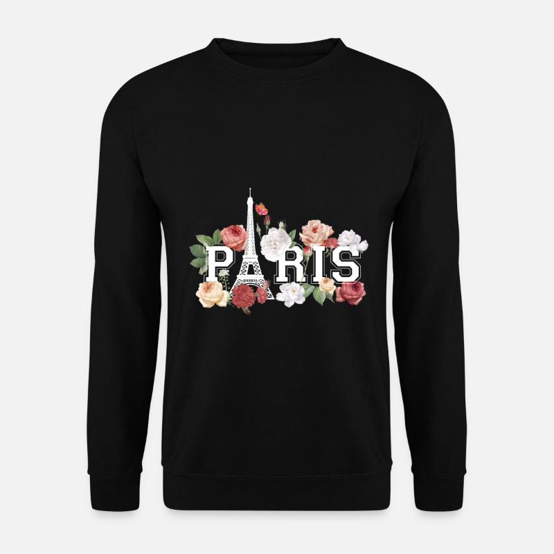 Paris avec la Tour Eiffel et les fleurs - Sweat-shirt Unisexe - noir
