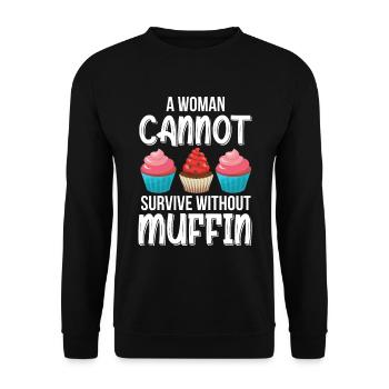 Muffin ohne kann Frau nicht - Unisex Pullover - Schwarz - Vorne - Alina (178cm) & Michal (187cm)