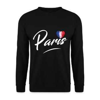 Paris France French Bonjour - Unisex Sweatshirt - black - Front - Alina (178cm) & Michal (187cm)