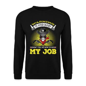 Warning Sheriff at work - Unisex Sweatshirt - black - Front - Alina (178cm) & Michal (187cm)