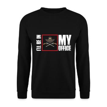 Sheriff Revolver Sheriffstern in the office - Unisex Sweatshirt - black - Front - Alina (178cm) & Michal (187cm)