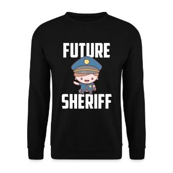 Zukünftiger Sheriff mit Junior Sheriffstern - Unisex Pullover - Schwarz - Vorne - Alina (178cm) & Michal (187cm)