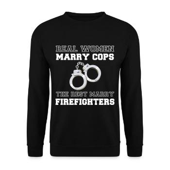 Frauen heiraten Cops Handschellen Polizei - Unisex Pullover - Schwarz - Vorne - Alina (178cm) & Michal (187cm)