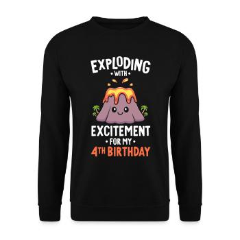 Volcano Geburtstagsparty 4. Geburtstag 4 Jahre alt - Unisex Pullover - Schwarz - Vorne - Alina (178cm) & Michal (187cm)