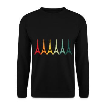 Eiffel Tower Paris Retro France Skyline - Unisex Sweatshirt - black - Front - Alina (178cm) & Michal (187cm)
