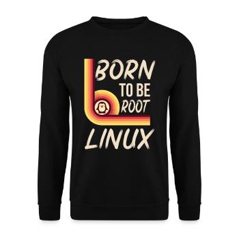 Linux Né pour être root Retro Admin Nerd Geek - Sweat-shirt Unisexe - noir - Devant - Alina (178cm) & Michal (187cm)