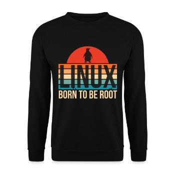 Linux né pour être Root Penguin Nerd Coding Geek - Sweat-shirt Unisexe - noir - Devant - Alina (178cm) & Michal (187cm)