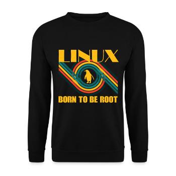 Né pour être Root Linux Retro Penguin Nerd Geek - Sweat-shirt Unisexe - noir - Devant - Alina (178cm) & Michal (187cm)