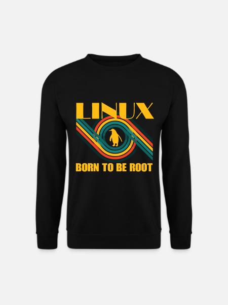 Né pour être Root Linux Retro Penguin Nerd Geek - Sweat-shirt Unisexe - noir