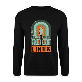 Né pour être Root Retro Linux Nerd Coding Geek - Sweat-shirt Unisexe - noir - Devant - Alina (178cm) & Michal (187cm)