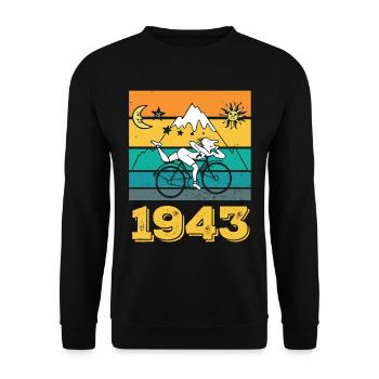 Hofmann Bicycle Day 1943 Radtour psychodelisch - Unisex Pullover - Schwarz - Vorne - Alina (178cm) & Michal (187cm)