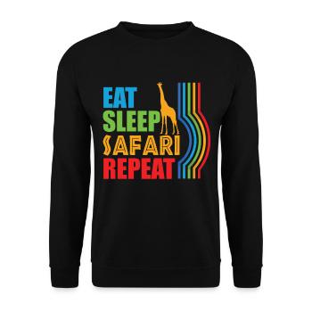 Manger Sleep Safari Répéter Afrique Girafe - Sweat-shirt Unisexe - noir - Devant - Alina (178cm) & Michal (187cm)
