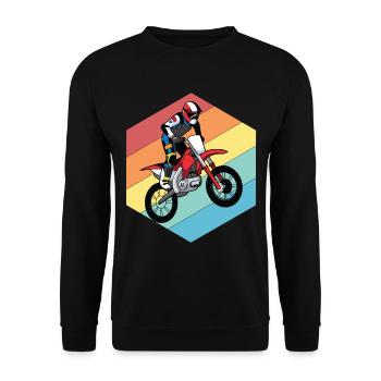 Motorrad Retro Race Motocross Offroad - Unisex Pullover - Schwarz - Vorne - Alina (178cm) & Michal (187cm)