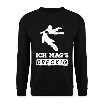 Ich mag es dreckig Motocross Bike Offroad - Unisex Pullover - Schwarz - Vorne - Alina (178cm) & Michal (187cm)