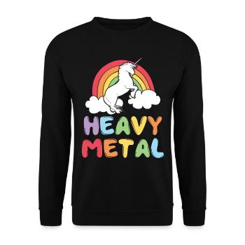 Unicorn Heavy Metal Unicorn Rainbow - Unisex Sweatshirt - black - Front - Alina (178cm) & Michal (187cm)