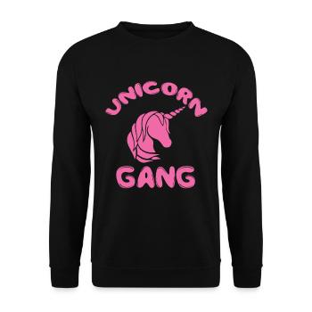 Unicorn Gang in Pink rosa Einhorn - Unisex Sweatshirt - black - Front - Alina (178cm) & Michal (187cm)