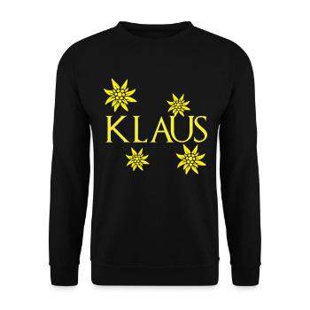 Klaus Edelweiß Alpen Wandern Berge Schnee - Unisex Pullover - Schwarz - Vorne - Alina (178cm) & Michal (187cm)