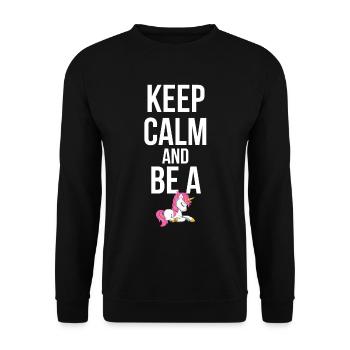 Einhorn Keep calm and be a Unicorn - Unisex Pullover - Schwarz - Vorne - Alina (178cm) & Michal (187cm)