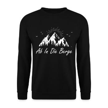 Ab in die Berge Alpen Wandern Outdoor Natur - Unisex Pullover - Schwarz - Vorne - Alina (178cm) & Michal (187cm)