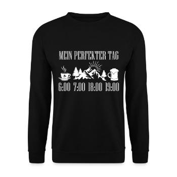Wandern perfekter Tag mit Alpen Berg Outdoor Natur - Unisex Pullover - Schwarz - Vorne - Alina (178cm) & Michal (187cm)