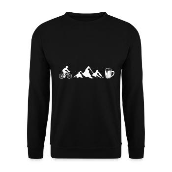 Radfahren Berg Wandern Bier Outdoor Natur Alpen - Unisex Pullover - Schwarz - Vorne - Alina (178cm) & Michal (187cm)