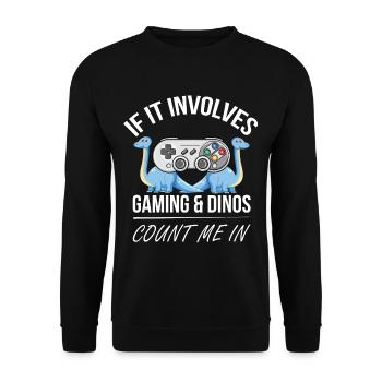 Dinosaur Console Games - Unisex Sweatshirt - black - Front - Alina (178cm) & Michal (187cm)