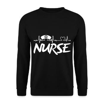 Nurse Heartbeat First Aid Emergency - Unisex Sweatshirt - black - Front - Alina (178cm) & Michal (187cm)